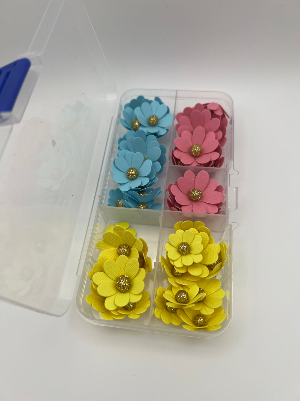 Pink blue yellow flower mix