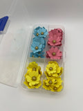 Pink blue yellow flower mix