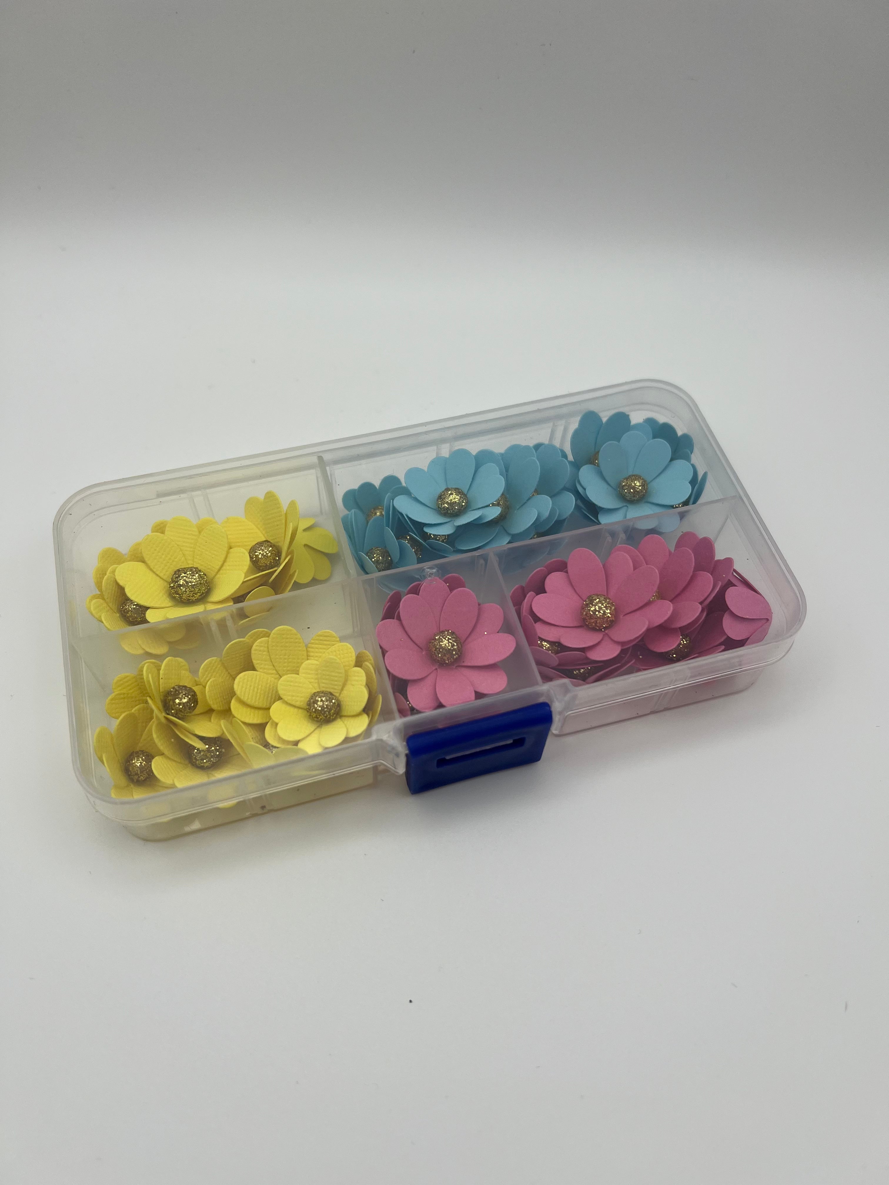 Pink blue yellow flower mix