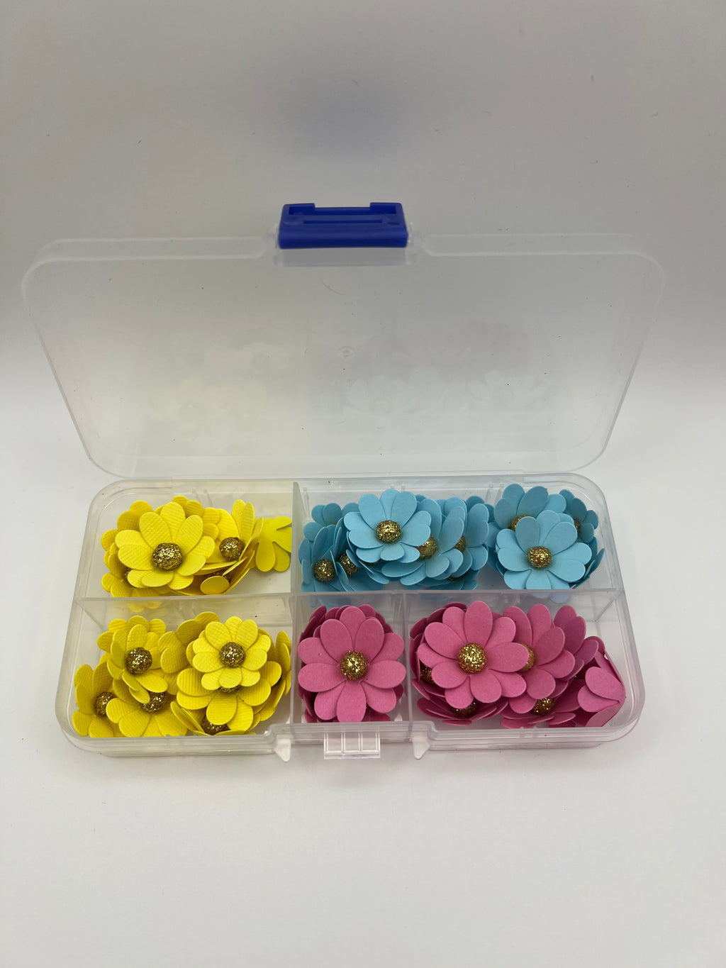 Pink blue yellow flower mix