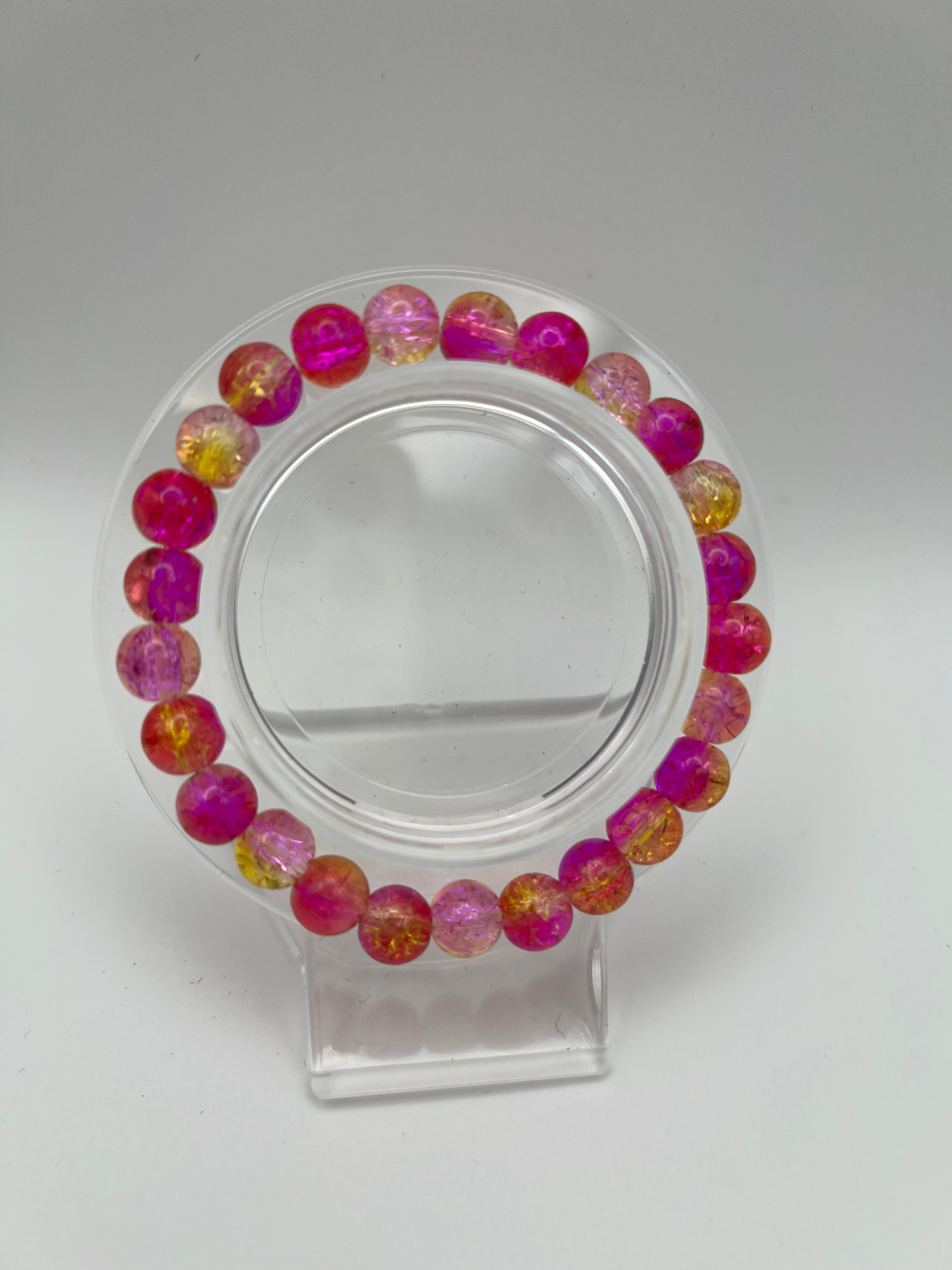 Pink and yellow beaded bracelet