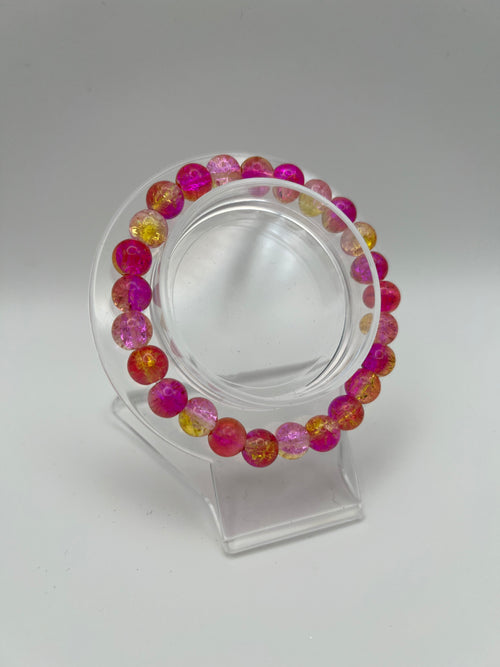 Pink and yellow beaded bracelet